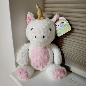 NWT Spark Create Imagine Unicorn Plush Stuffed Animal Rattle Crinkle Ears White